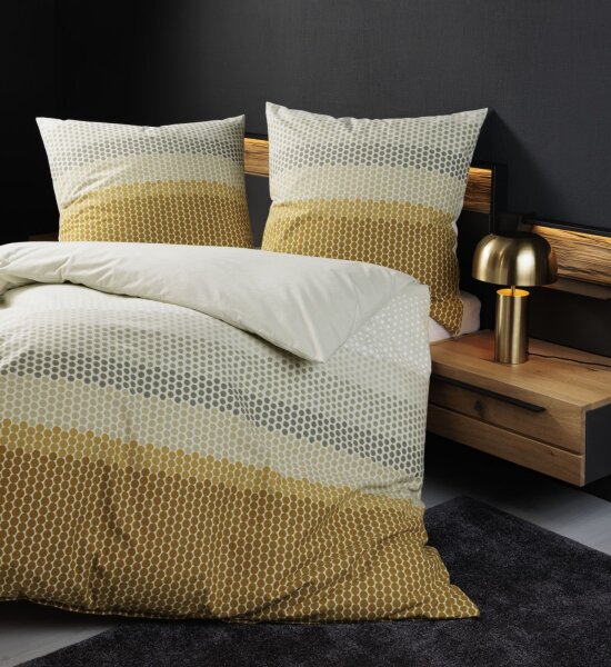 Janine Feinbiber Bettwäsche 155x200,80x80 2 teilig  Davos 65171-04-510 ocker olivgrün