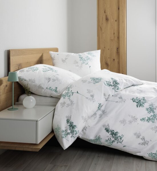 Janine Feinbiber Bettwäsche * 155X220,80x80 2 teilig  Davos 65172-06-512 jadegrün