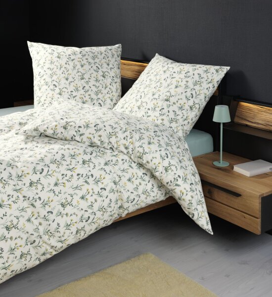 Janine Feinbiber Bettwäsche 135X200,80x80 2 teilig  Davos 65173-06-500 salbeigrün gelb