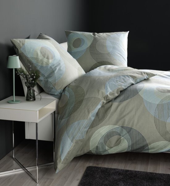 Janine Feinbiber Bettwäsche 155x200,80x80 2 teilig  Davos 65175-06-510 salbeigrün