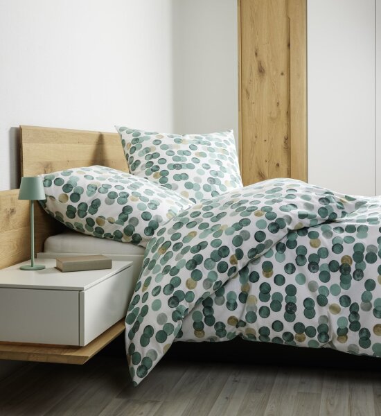 Janine Feinbiber Bettwäsche * 155X220,80x80 2 teilig  Davos 65176-06-512 waldgrün