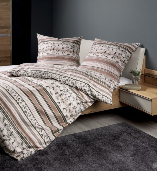 Janine Feinbiber Bettwäsche * 155X220,80x80 2 teilig  Davos 65177-07-512 beige braun