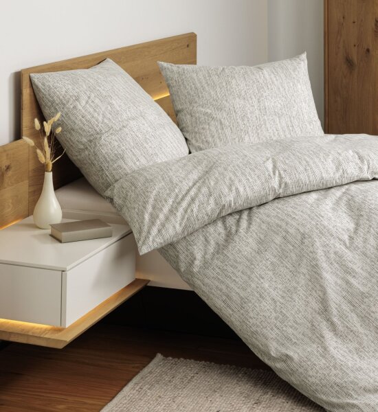 Janine Soft-Cotton Bettwäsche * 155X220,80x80 2 teilig  Cortina 71000-07-512 natur grau