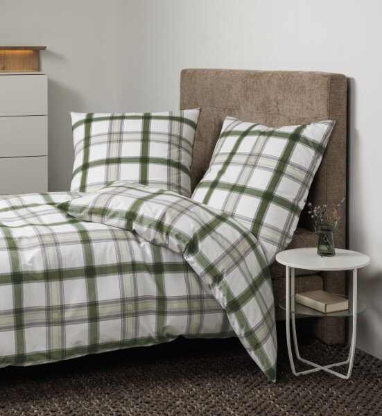 Janine Soft-Cotton Bettwäsche 135X200,80x80 2 teilig  Cortina 71002-06-500 grün platin