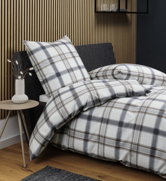 Janine Soft-Cotton Bettw&auml;sche 135X200,80x80 2 teilig  Cortina 71002-08-500 silber anthrazit
