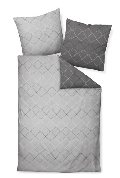 Janine Mako-Satin Bettwäsche * 155X220,80x80 2 teilig  J. D. 87053-08-512 anthrazit platin