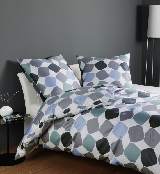 Janine Mako-Satin Bettwäsche 200x220 2x80x80 2 teilig  J. D. 87106-02-622 blau