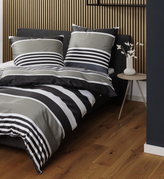 Janine Mako-Satin Bettwäsche 200X200+2x80x80 2 teilig  J. D. 87108-07-620 braun grau