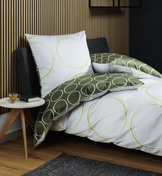 Janine Mako-Satin Bettwäsche 155x200,80x80 2 teilig  J. D. 87109-06-510 grün silber