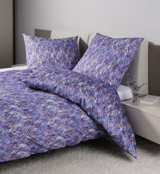 Janine Mako-Satin Bettwäsche 135X200,80x80 2 teilig  Moments 98121-05-500 lila bunt