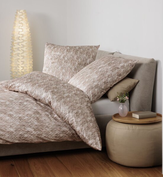 Janine Mako-Satin Bettw&auml;sche 135X200,80x80 2 teilig  Moments 98121-07-500 beige