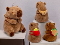Capybara Kuscheltier braun Figur Plüsch 20 cm Plüsch Capybara mit Snackrucksack Pommes