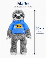 Faultier Kuscheltier XXL 80 cm Plüschtier Plush Stofftier Chill Blau