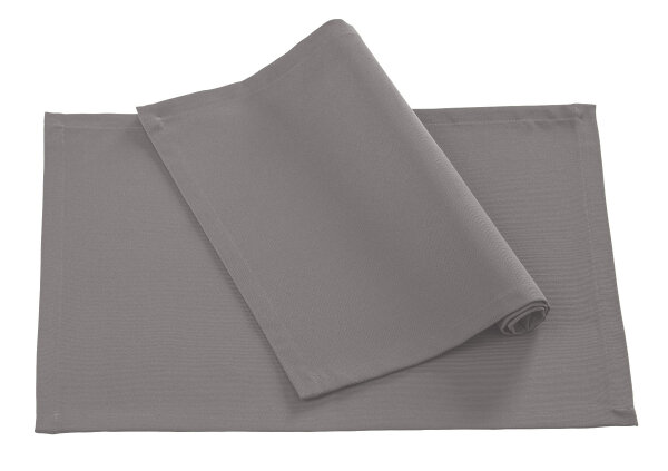 Pichler Rips uni, gerippt Tischset 6er Set 50 x 35 cm COMO Rechteck grau , 2 cm breit gesäumt
