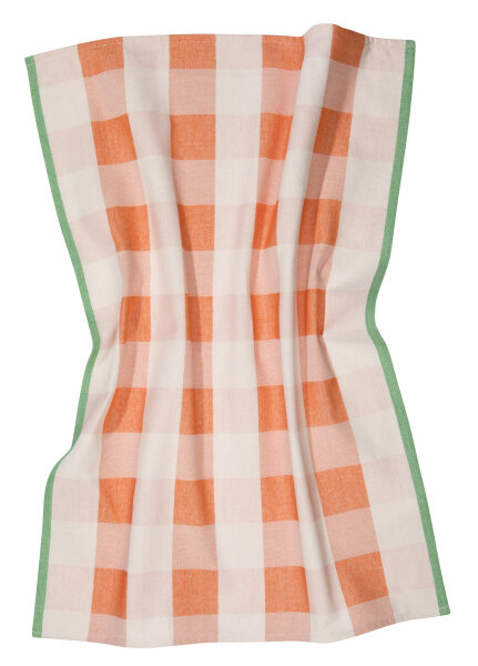 Pichler gewebtes Karo kariert Geschirrtuch 4er Set 70 x 50 cm FERDI Rechteck orange , schmal gesäumt