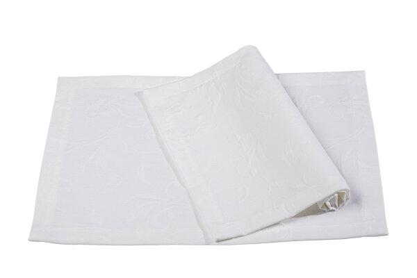 Pichler bügelfreier Piqué ornamental Tischset 6er Set 50 x 35 cm SCALA Rechteck weiß , Gehrungssaum