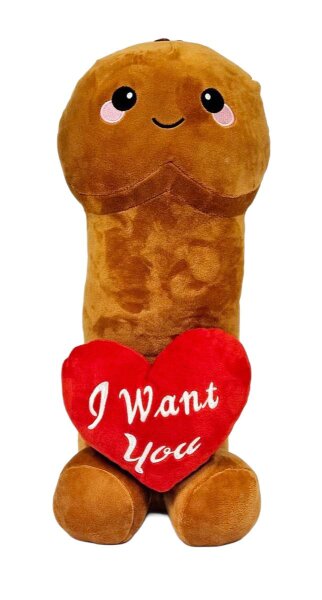 Pl&uuml;sch Penis Herz Mr. Sexy Kuscheltier 60 cm braun Junggesellenabschied Geschenk