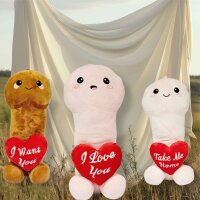 Pl&uuml;sch Penis Herz Mr. Sexy Kuscheltier 60 cm braun Junggesellenabschied Geschenk