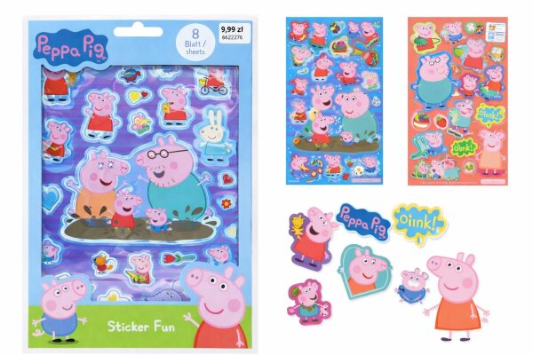 Peppa Pig Sticker Aufkleber Buch mit Peppa Pig, Peppa Wutz, Georg Pig und seine Freunde 8 Seiten