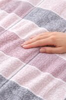 Soma Microfaser Seersucker Bettwäsche Set 4-tlg. 2x 135x200 cm Bettbezug + 2x 80x80 cm hell rosa gestreift kariert