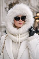 Kapuzenschal Damen & Herren mit Kunstfell Warmer Kapuzenkragen mit Bindeband Weich gef&uuml;ttert,winddicht &ndash; Winter Schal mit Kapuze Beige