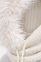 Kapuzenschal Damen & Herren mit Kunstfell Warmer Kapuzenkragen mit Bindeband Weich gefüttert,winddicht – Winter Schal mit Kapuze Beige