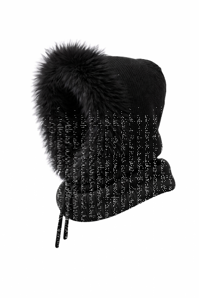Kapuzenschal Damen & Herren mit Kunstfell Warmer Kapuzenkragen mit Bindeband Weich gef&uuml;ttert,winddicht &ndash; Winter Schal mit Kapuze schwarz