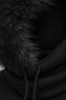 Kapuzenschal Damen & Herren mit Kunstfell Warmer Kapuzenkragen mit Bindeband Weich gef&uuml;ttert,winddicht &ndash; Winter Schal mit Kapuze schwarz