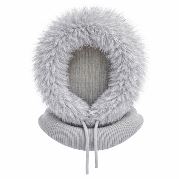 Kapuzenschal Damen & Herren mit Kunstfell Warmer Kapuzenkragen mit Bindeband Weich gef&uuml;ttert,winddicht &ndash; Winter Schal mit Kapuze grau