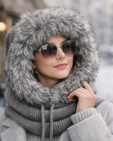Kapuzenschal Damen & Herren mit Kunstfell Warmer...