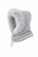 Kapuzenschal Damen & Herren mit Kunstfell Warmer Kapuzenkragen mit Bindeband Weich gefüttert,winddicht – Winter Schal mit Kapuze grau