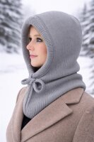 Kapuzenschal Damen & Herren Warmer Kapuzenkragen mit Bindeband Weich gef&uuml;ttert,winddicht &ndash; Winter Schal mit Kapuze grau