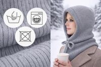 Kapuzenschal Damen & Herren Warmer Kapuzenkragen mit Bindeband Weich gef&uuml;ttert,winddicht &ndash; Winter Schal mit Kapuze grau