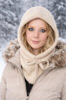 Kapuzenschal Damen & Herren Warmer Kapuzenkragen mit Bindeband Weich gef&uuml;ttert,winddicht &ndash; Winter Schal mit Kapuze beige