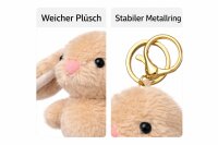 Plüsch Hase Schlüsselanhänger 13 cm – Weicher Mini Kuschelhase mit Metallring – Taschenanhänger & Rucksack-Accessoire – Geschenkidee für Kinder & Erwachsene