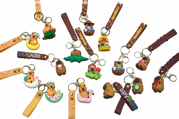 Capybara Anhänger für Schlüssel & Taschen – süße Tierfigur aus Kunststoff – unsortierte Lieferung – ca. 5,0–8,5 cm – kleine Geschenkidee