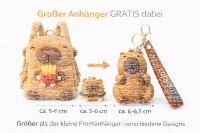 Capybara Rucksack 2in1 Plüsch Kinder Kindergarten Tasche mit Schlüsselanhänger zufälliges Motiv Burger oder Pommes Geschenkidee