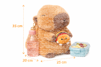 Capybara Rucksack 2in1 Plüsch Kinder Kindergarten Tasche mit Schlüsselanhänger zufälliges Motiv Burger oder Pommes Geschenkidee