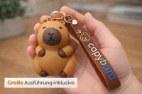Capybara Rucksack 2in1 Plüsch Kinder Kindergarten Tasche mit Schlüsselanhänger zufälliges Motiv Burger oder Pommes Geschenkidee