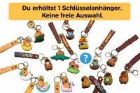Capybara Rucksack 2in1 Plüsch Kinder Kindergarten Tasche mit Schlüsselanhänger zufälliges Motiv Burger oder Pommes Geschenkidee