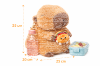 Capybara Rucksack 2in1 Plüsch Kinder Kindergarten Tasche mit Schlüsselanhänger zufälliges Motiv Burger oder Pommes Geschenkidee