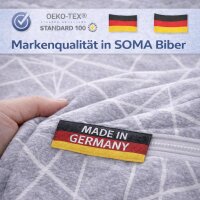 Soma Biber Bettwäsche 135x200 cm 2-teilig – Baumwolle Bettwäsche Set Grau Silber mit Kissen 80x80 – Wende-Bettwäsche mit Reißverschluss – Made in Germany – Geometrisches Muster