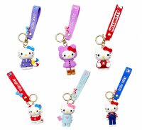 Hello Kitty 3D Katzen Schlüsselanhänger ca. 5–7 cm – Sammelfigur Anhänger aus PVC – 1 Stück zufällige Variante – süßer Taschenanhänger für Schlüssel, Rucksack & Tasche – Überraschungsfigur
