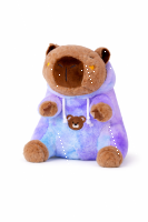 Capybara Kuscheltier 25 cm blau – Plüsch Tierfigur mit buntem Hoodie, Weiches Stofftier für Kinder, Geschenkidee & Deko, 1 Stück