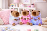 Capybara Kuscheltier 25 cm blau – Plüsch Tierfigur mit buntem Hoodie, Weiches Stofftier für Kinder, Geschenkidee & Deko, 1 Stück