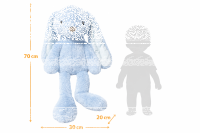 Kuscheltier Hase XXL 70 cm Plüschtier mit langen Ohren weich Babyblau Pastell Stofftier zum Spielen Schlafen Dekoration Geschenk für Kinder