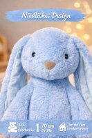 Kuscheltier Hase XXL 70 cm Plüschtier mit langen Ohren weich Babyblau Pastell Stofftier zum Spielen Schlafen Dekoration Geschenk für Kinder