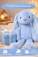 Kuscheltier Hase XXL 70 cm Plüschtier mit langen Ohren weich Babyblau Pastell Stofftier zum Spielen Schlafen Dekoration Geschenk für Kinder