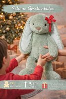 Kuscheltier Hase XXL 70 cm Plüschtier mit langen Ohren weich grün Pastell Stofftier zum Spielen Schlafen Dekoration Geschenk für Kinder