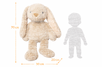 Kuscheltier Hase XXL 70 cm Plüschtier mit langen Ohren weich braun Pastell Stofftier zum Spielen Schlafen Dekoration Geschenk für Kinder
